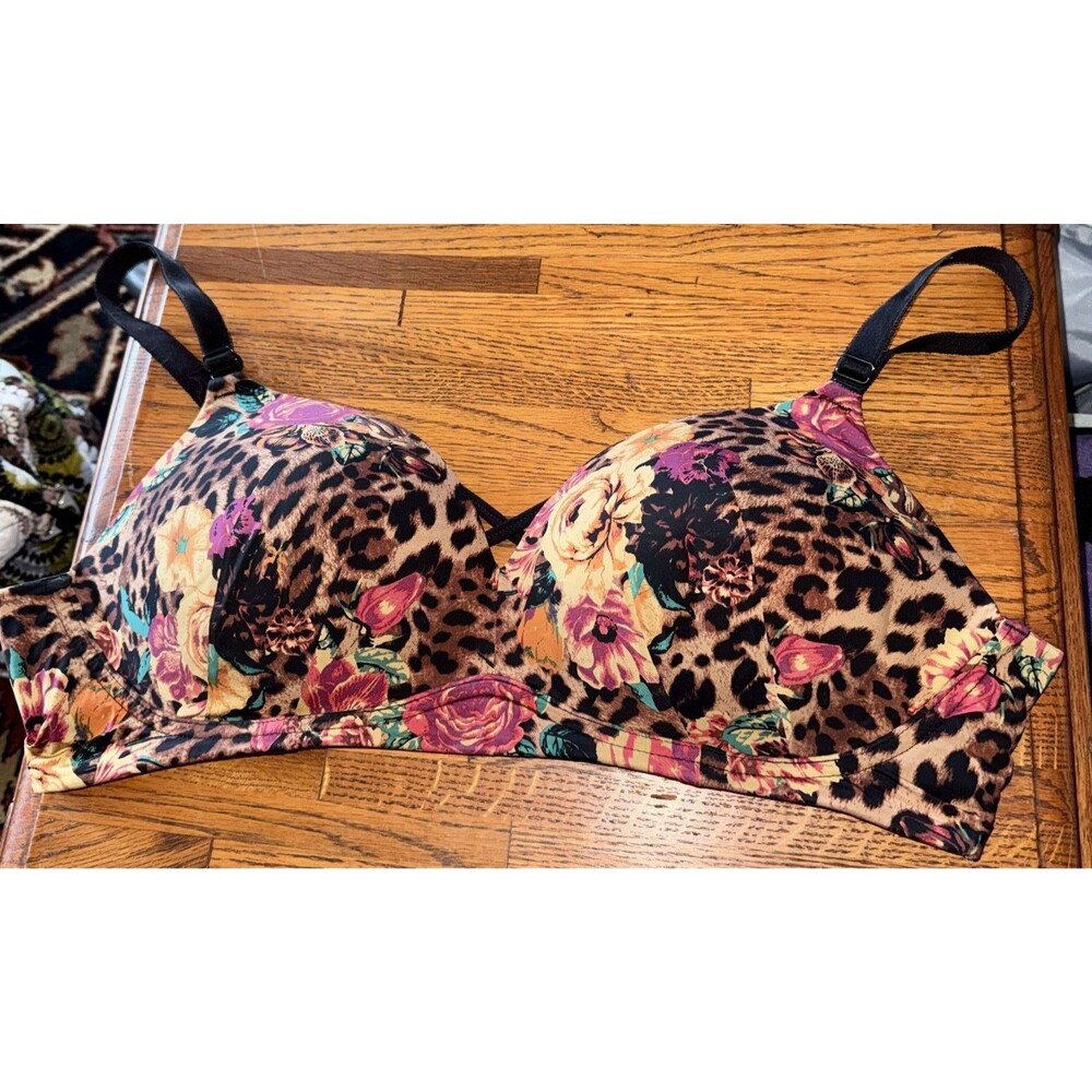 Torrid Curve Bra Womens 42C Leopard Floral Print Underwire  Lined